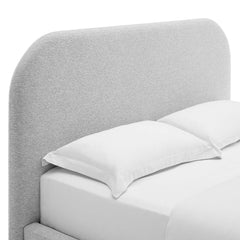 Keynote Heathered Weave Light Gray Upholstered Fabric Curved Full Platform Bed - Ornate Home