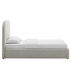 Keynote Heathered Weave Light Gray Upholstered Fabric Curved Twin Platform Bed - Ornate Home