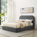 Keynote Heathered Weave Slate Upholstered Fabric Curved Full Platform Bed - Ornate Home