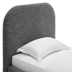 Keynote Heathered Weave Slate Upholstered Fabric Curved Twin Platform Bed - Ornate Home