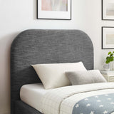 Keynote Heathered Weave Slate Upholstered Fabric Curved Twin Platform Bed - Ornate Home