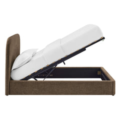 Keynote Mocha Full Fabric Upholstered Storage Platform Bed Frame - Ornate Home