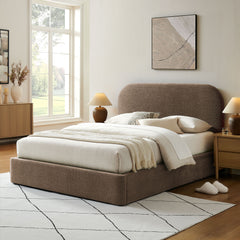 Keynote Mocha Full Fabric Upholstered Storage Platform Bed Frame - Ornate Home