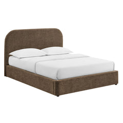 Keynote Mocha King Fabric Upholstered Storage Platform Bed Frame - Ornate Home