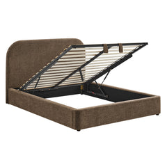 Keynote Mocha King Fabric Upholstered Storage Platform Bed Frame - Ornate Home