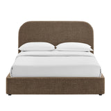 Keynote Mocha King Fabric Upholstered Storage Platform Bed Frame - Ornate Home
