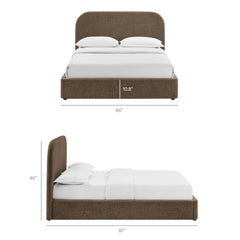 Keynote Mocha King Fabric Upholstered Storage Platform Bed Frame - Ornate Home