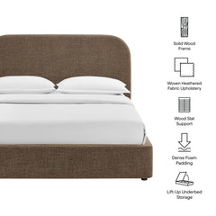 Keynote Mocha Queen Fabric Upholstered Storage Platform Bed Frame - Ornate Home