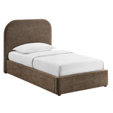 Keynote Mocha Twin Fabric Upholstered Storage Platform Bed Frame - Ornate Home