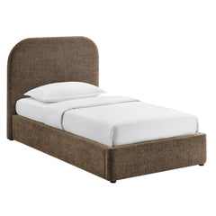 Keynote Mocha Twin Fabric Upholstered Storage Platform Bed Frame - Ornate Home