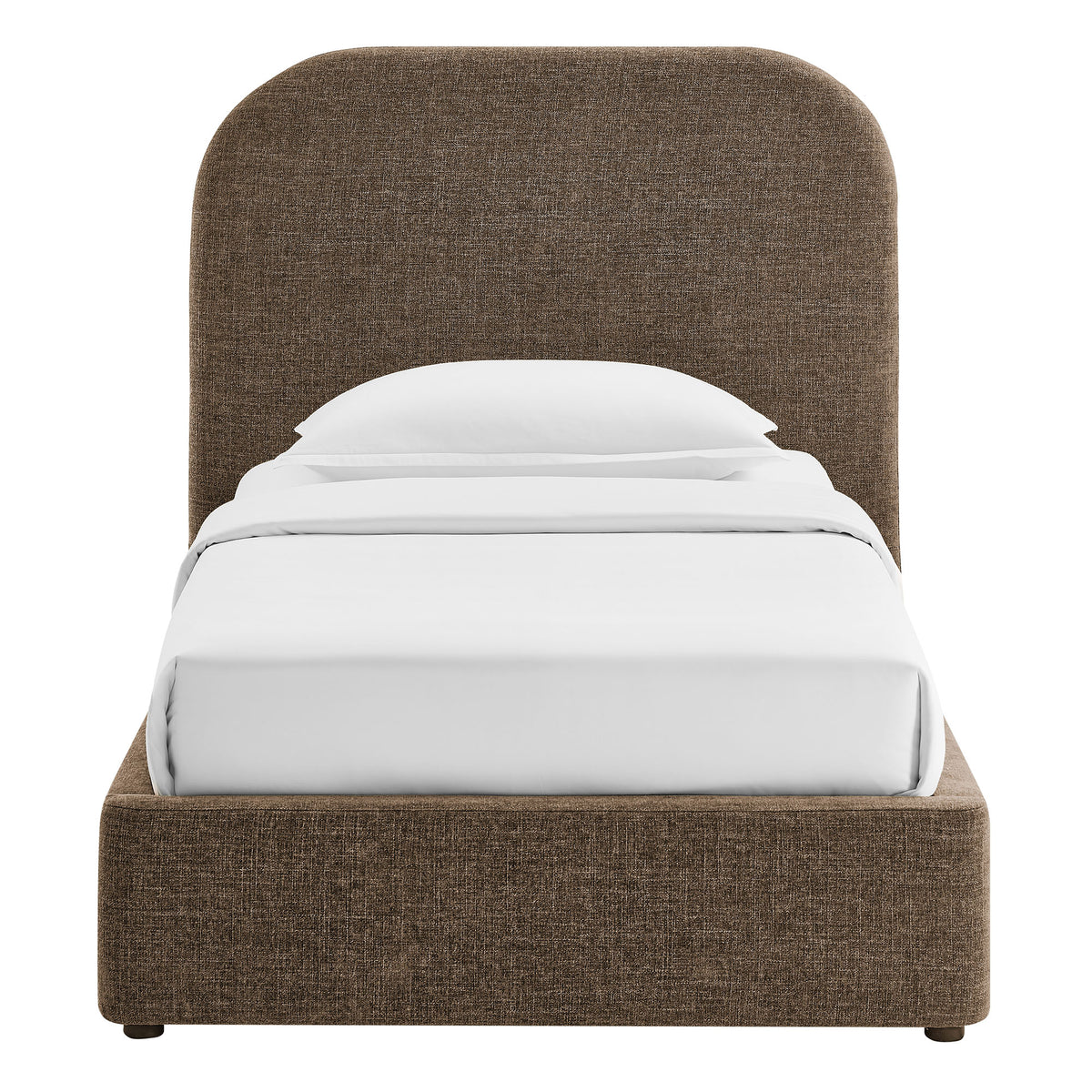Keynote Mocha Twin Fabric Upholstered Storage Platform Bed Frame - Ornate Home