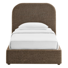 Keynote Mocha Twin Fabric Upholstered Storage Platform Bed Frame - Ornate Home