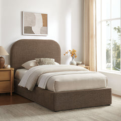 Keynote Mocha Twin Fabric Upholstered Storage Platform Bed Frame - Ornate Home
