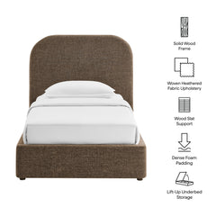 Keynote Mocha Twin Fabric Upholstered Storage Platform Bed Frame - Ornate Home