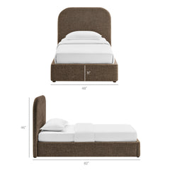 Keynote Mocha Twin Fabric Upholstered Storage Platform Bed Frame - Ornate Home