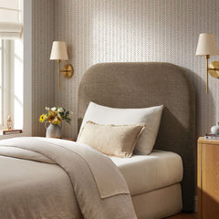 Keynote Mocha Twin Size Upholstered Fabric Headboard - Ornate Home