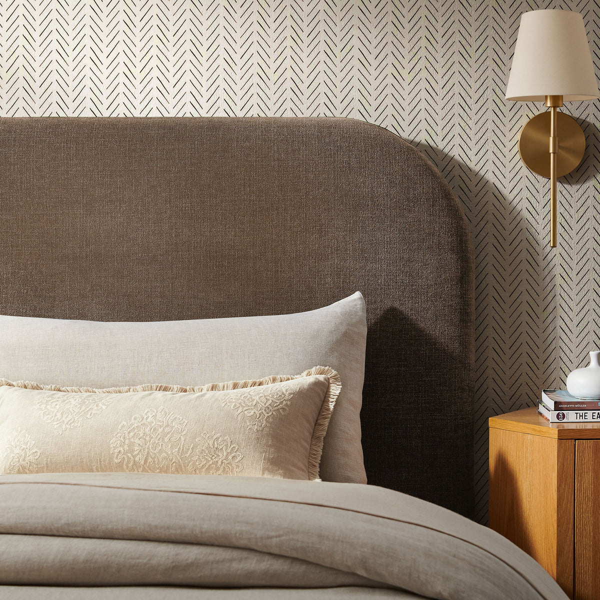 Keynote Mocha Twin Size Upholstered Fabric Headboard - Ornate Home