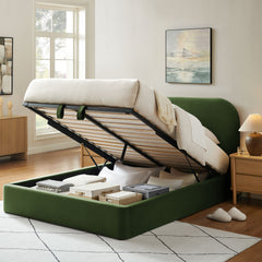 Keynote Moss Green Full Performance Velvet Storage Platform Bed Frame - Ornate Home