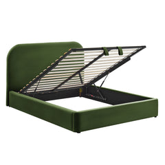 Keynote Moss Green Full Performance Velvet Storage Platform Bed Frame - Ornate Home