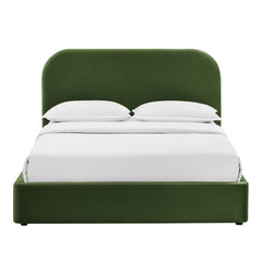 Keynote Moss Green King Performance Velvet Storage Platform Bed Frame - Ornate Home