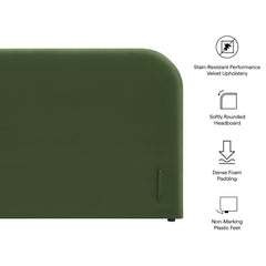 Keynote Moss Green Queen Size Stain-Resistant Performance Velvet Headboard - Ornate Home