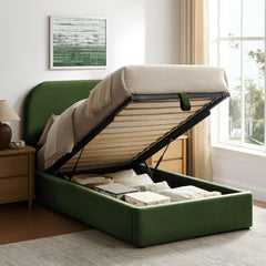 Keynote Moss Green Twin Performance Velvet Storage Platform Bed Frame - Ornate Home