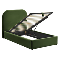 Keynote Moss Green Twin Performance Velvet Storage Platform Bed Frame - Ornate Home