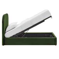 Keynote Moss Green Twin Performance Velvet Storage Platform Bed Frame - Ornate Home