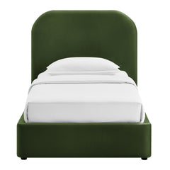Keynote Moss Green Twin Performance Velvet Storage Platform Bed Frame - Ornate Home