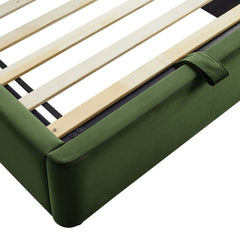 Keynote Moss Green Twin Performance Velvet Storage Platform Bed Frame - Ornate Home
