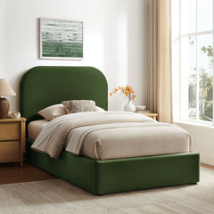 Keynote Moss Green Twin Performance Velvet Storage Platform Bed Frame - Ornate Home