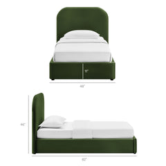 Keynote Moss Green Twin Performance Velvet Storage Platform Bed Frame - Ornate Home