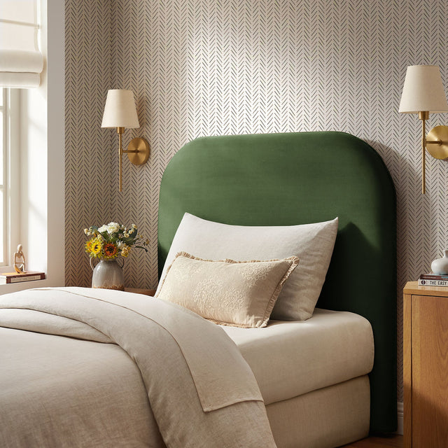 Keynote Moss Green Twin Stain-Resistant Performance Velvet Headboard - Ornate Home