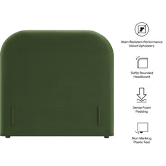 Keynote Moss Green Twin Stain-Resistant Performance Velvet Headboard - Ornate Home