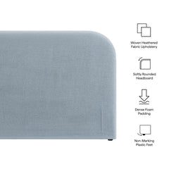 Keynote Sky Blue Queen Size Upholstered Fabric Headboard - Ornate Home