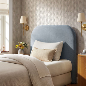 Keynote Sky Blue Twin Size Upholstered Fabric Headboard