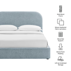 Keynote Sky King Fabric Upholstered Storage Platform Bed Frame - Ornate Home