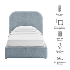 Keynote Sky Twin Fabric Upholstered Storage Platform Bed Frame - Ornate Home