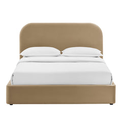 Keynote Taupe Full Performance Velvet Storage Platform Bed Frame - Ornate Home