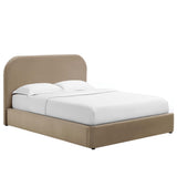Keynote Taupe Performance Velvet Curved Full Platform Bed - Ornate Home