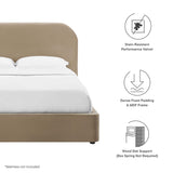 Keynote Taupe Performance Velvet Curved Full Platform Bed - Ornate Home