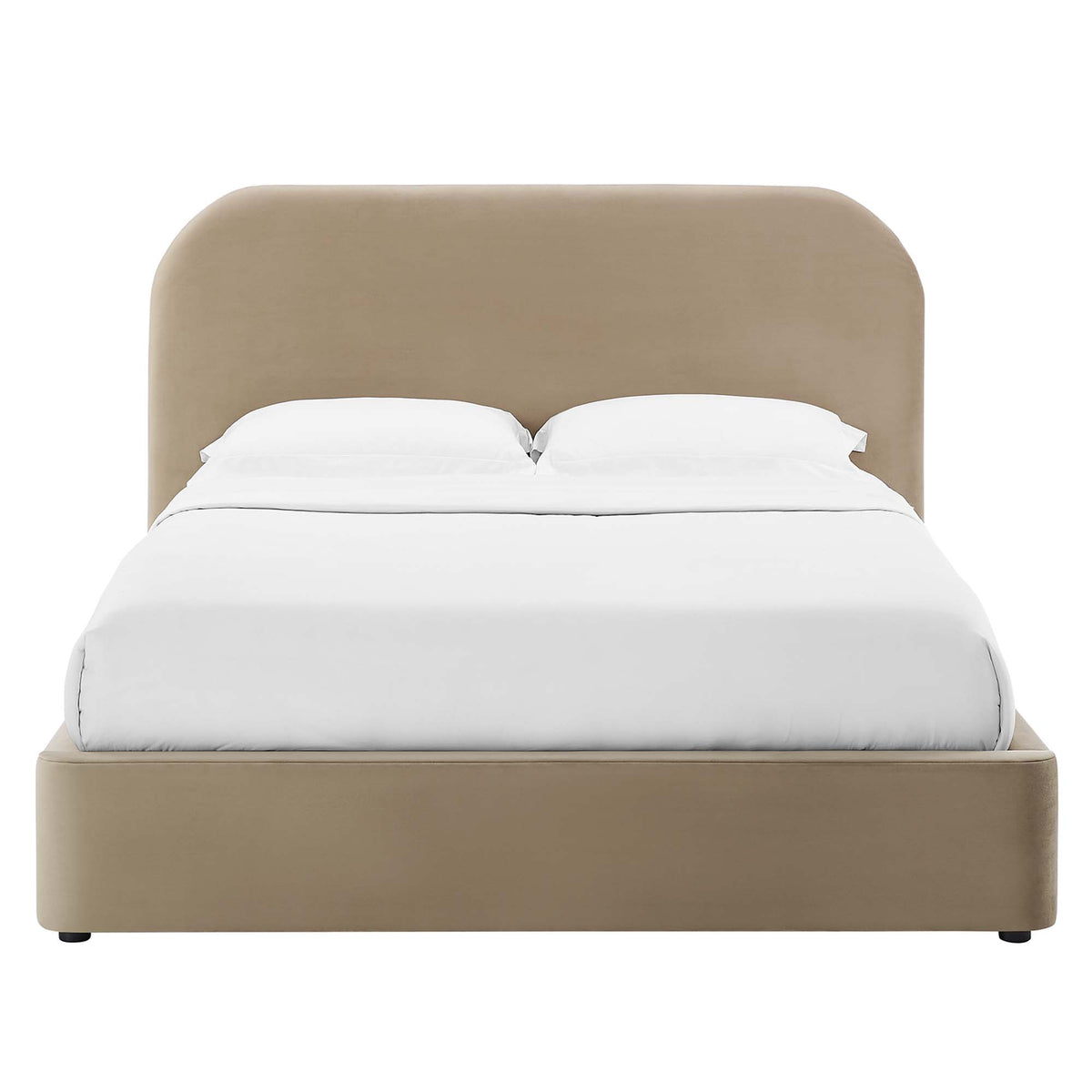 Keynote Taupe Performance Velvet Curved Queen Platform Bed - Ornate Home