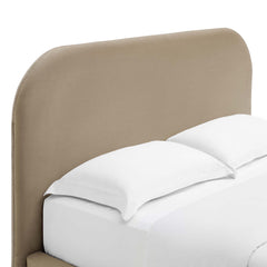 Keynote Taupe Performance Velvet Curved Queen Platform Bed - Ornate Home