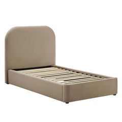 Keynote Taupe Performance Velvet Curved Twin Platform Bed - Ornate Home