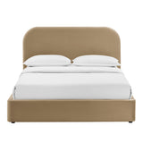 Keynote Taupe Queen Performance Velvet Storage Platform Bed Frame - Ornate Home