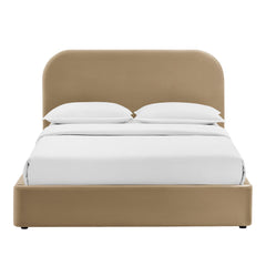Keynote Taupe Queen Performance Velvet Storage Platform Bed Frame - Ornate Home