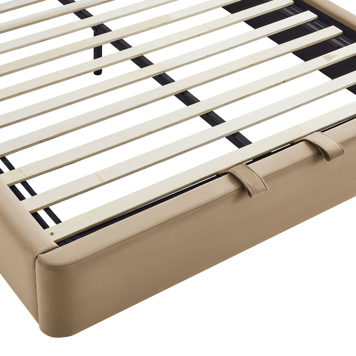 Keynote Taupe Queen Performance Velvet Storage Platform Bed Frame - Ornate Home