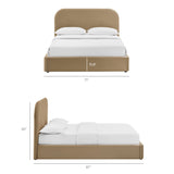 Keynote Taupe Queen Performance Velvet Storage Platform Bed Frame - Ornate Home