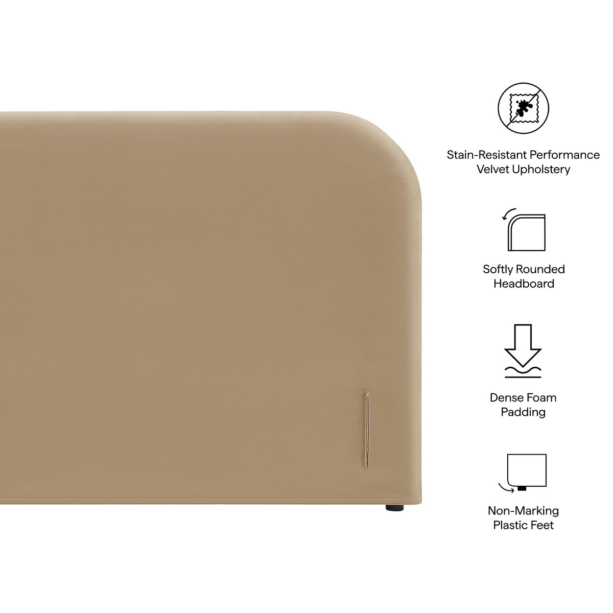 Keynote Taupe Queen Size Stain-Resistant Performance Velvet Headboard - Ornate Home