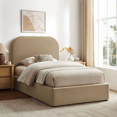 Keynote Taupe Twin Performance Velvet Storage Platform Bed Frame - Ornate Home